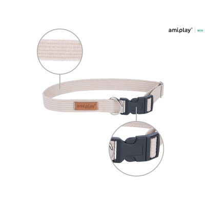 AMIPLAY BEŻOWA REGULOWANA OBROŻA DLA DUŻEGO PSA COTTON XL