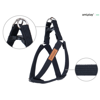 AMIPLAY CZARNE REGULOWANE SZELKI DLA DUŻEGO PSA COTTON L