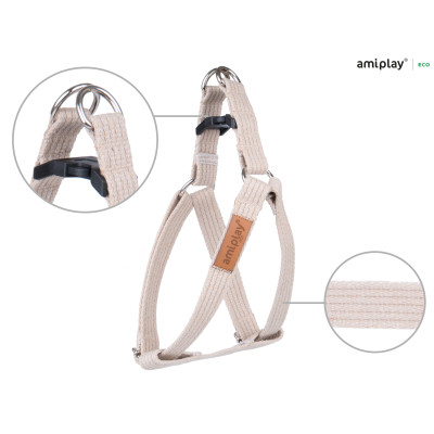 AMIPLAY BEŻOWE REGULOWANE SZELKI DLA DUŻEGO PSA COTTON L