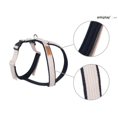 AMIPLAY BEŻOWE REGULOWANE SZELKI DLA ŚRODNIEGO PSA GRAND SOFT COTTON M