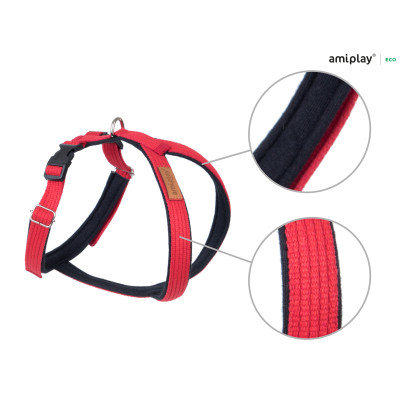 AMIPLAY CZERWONE REGULOWANE SZELKI DLA ŚREDNIEGO PSA GRAND SOFT COTTON M