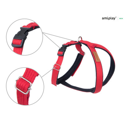 AMIPLAY CZERWONE REGULOWANE SZELKI DLA ŚREDNIEGO PSA GRAND SOFT COTTON M