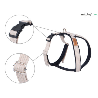 AMIPLAY BEŻOWE REGULOWANE SZELKI DLA DUŻEGO PSA GRAND SOFT COTTON XL