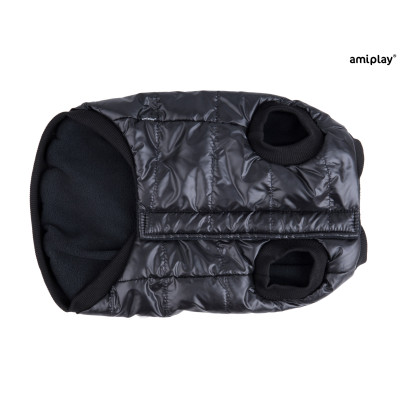 AMIPLAY CZARNA WODOODPORNA KURTKA PUCHOWA DLA MAŁEGO PSA BRONX 41 CM