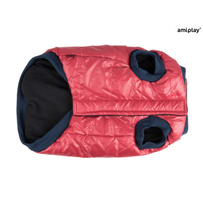 AMIPLAY CZERWONA WODOODPORNA KURTKA PUCHOWA DLA MAŁEGO PSA BRONX 41 CM