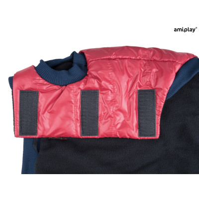 AMIPLAY CZERWONA WODOODPORNA KURTKA PUCHOWA DLA MAŁEGO PSA BRONX 41 CM
