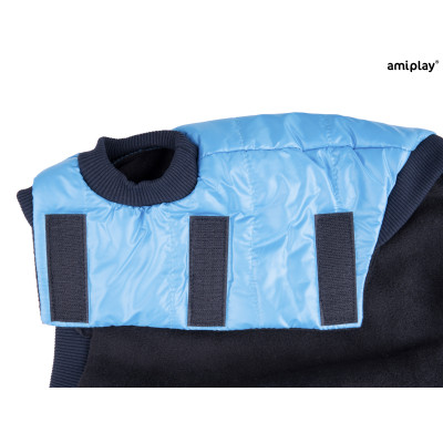 AMIPLAY NIEBIESKA WODOODPORNA KURTKA PUCHOWA DLA MAŁEGO PSA BRONX 41 CM