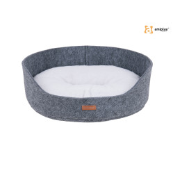 AMIPLAY SZARE LEGOWISKO OWALNE DLA ŚREDNIEGO PSA I KOTA 2IN1 HYGGE L