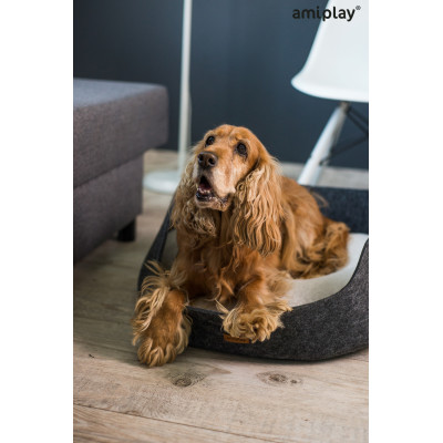 AMIPLAY SZARE LEGOWISKO OWALNE DLA ŚREDNIEGO PSA I KOTA 2IN1 HYGGE L
