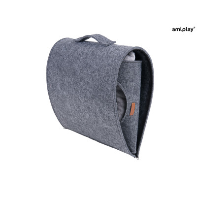 AMIPLAY SZARY FILCOWY DOMEK DLA KOTA QUPRESS 2IN1 HYGGE