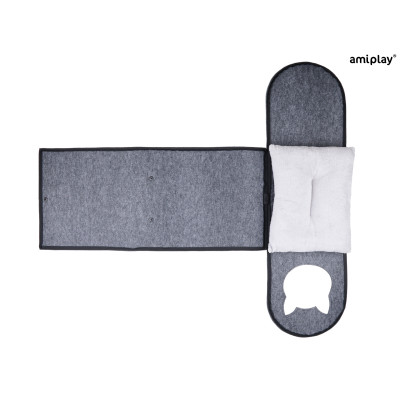 AMIPLAY SZARY FILCOWY DOMEK DLA KOTA QUPRESS 2IN1 HYGGE