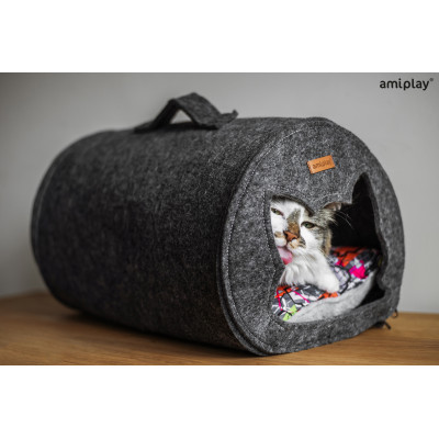 AMIPLAY SZARY FILCOWY DOMEK DLA KOTA TUNEL QUPRESS 2IN1 HYGGE