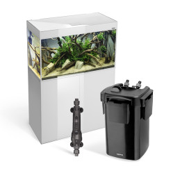 AKWARIUM AQUAEL GLOSSY ST 80 D&N BIAŁY Z SZAFKĄ, GRZAŁKĄ I FILTREM