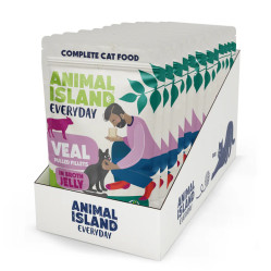ANIMAL ISLAND SASZETKI DLA KOTA SZARPANE FILECIKI W GALARECIE Z ROSOŁU CIELĘCINA 12X85G
