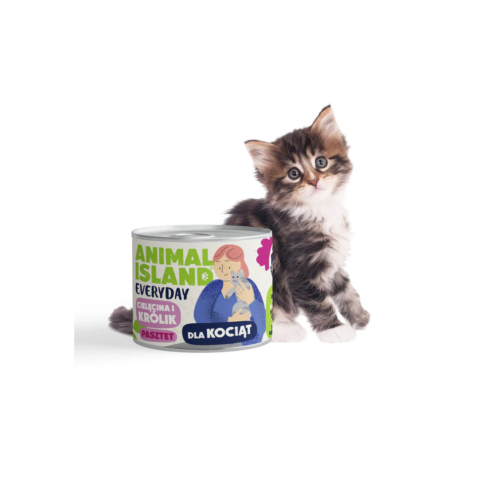 ANIMAL ISLAND MOKRA KARMA DLA KOCIĄT CIELĘCINA I KRÓLIK 185G EVERYDAY