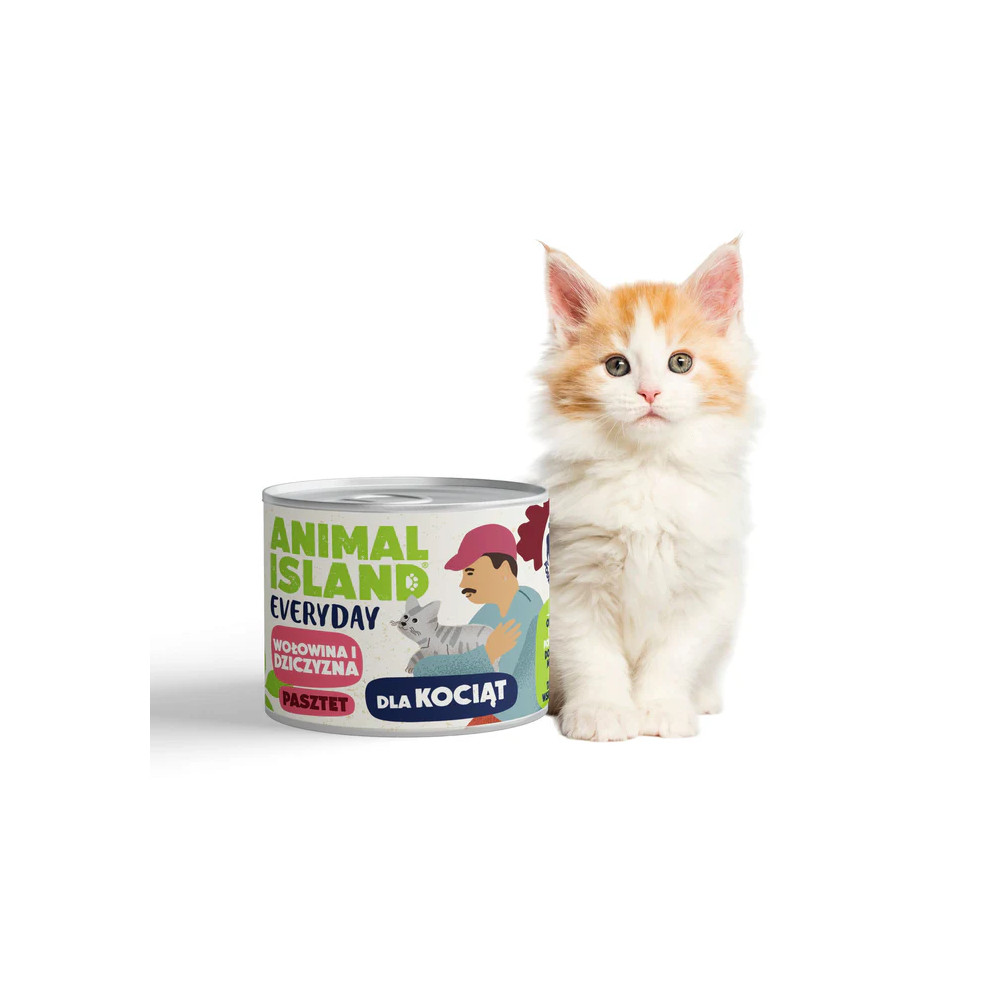 ANIMAL ISLAND MOKRA KARMA DLA KOCIĄT WOŁOWINA I DZICZYZNA 185G EVERYDAY