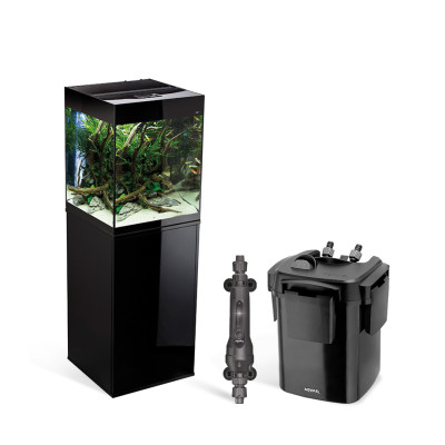 AKWARIUM AQUAEL GLOSSY CUBE ST 50 D&N CZARNY Z SZAFKĄ, GRZAŁKĄ I FILTREM