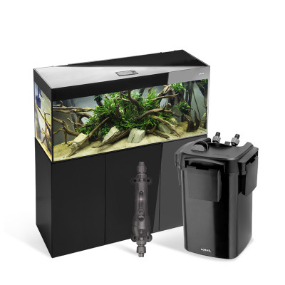 AKWARIUM AQUAEL GLOSSY ST 120 D&N CZARNY Z SZAFKĄ, GRZAŁKĄ I FILTREM