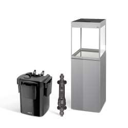 AKWARIUM AQUAEL GLOSSY ST CUBE D&N SZARY Z SZAFKĄ, GRZAŁKĄ I FILTREM