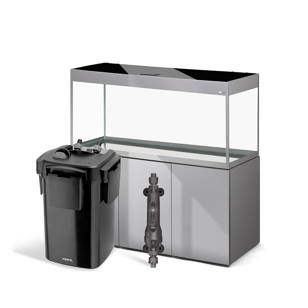 AKWARIUM AQUAEL GLOSSY ST 120 D&N SZARY Z SZAFKĄ, GRZAŁKĄ I FILTREM