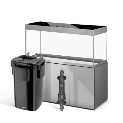 AKWARIUM AQUAEL GLOSSY ST 150 D&N SZARY Z SZAFKĄ, GRZAŁKĄ I FILTREM