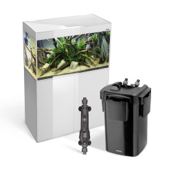 AKWARIUM AQUAEL GLOSSY ST 100 D&N BIAŁY Z SZAFKĄ, GRZAŁKĄ I FILTREM