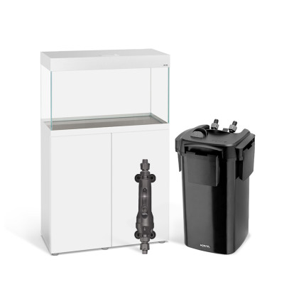 AKWARIUM AQUAEL OPTISET BIAŁY 125 Z SZAFKĄ, GRZAŁKĄ I FILTREM