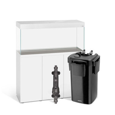 AKWARIUM AQUAEL OPTISET BIAŁY 240 Z SZAFKĄ, GRZAŁKĄ I FILTREM