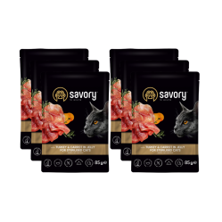SAVORY SASZETKA DLA STERYLIZOWANEGO KOTA Z INDYKIEM I MARCHEWKĄ W GALARECIE 6x85G