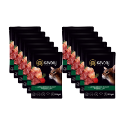 SAVORY SASZETKA DLA DOROSŁEGO KOTA Z JAGNIĘCINĄ I BURAKAMI W SOSIE 12x85G
