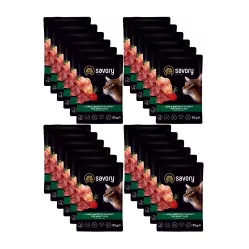 SAVORY SASZETKA DLA DOROSŁEGO KOTA Z JAGNIĘCINĄ I BURAKAMI W SOSIE 24x85G