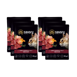 SAVORY SASZETKA DLA KOCIĄT Z JAGNIĘCINĄ I DYNIĄ W GALARECIE 6x85G