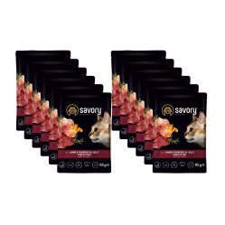SAVORY SASZETKA DLA KOCIĄT Z JAGNIĘCINĄ I DYNIĄ W GALARECIE 12x85G