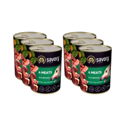 SAVORY KARMA MOKRA O SMAKU 4 MIĘS DLA WYBREDNYCH PSÓW WSZYSTKICH RAS 6x400 G
