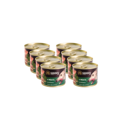 SAVORY KARMA MOKRA O SMAKU 4 MIĘS DLA WYBREDNYCH PSÓW WSZYSTKICH RAS 8x200 G