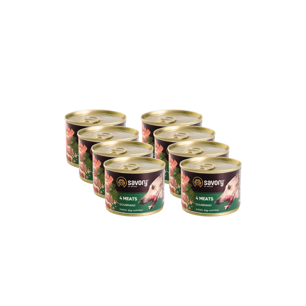 SAVORY KARMA MOKRA O SMAKU 4 MIĘS DLA WYBREDNYCH PSÓW WSZYSTKICH RAS 8x200 G SAVORY KARMA MOKRA O SMAKU 4 MIĘS DLA WYBREDNYCH PSÓW WSZYSTKICH RAS 8x200 G