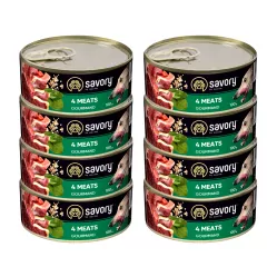 SAVORY PASZTET 4 MIĘSA DLA WYBREDNYCH PSÓW WSZYSTKICH RAS 8x100G