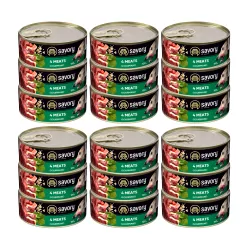 SAVORY PASZTET 4 MIĘSA DLA WYBREDNYCH PSÓW WSZYSTKICH RAS 18x100G