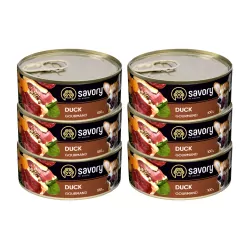 SAVORY KARMA MOKRA Z KACZKĄ DLA WYBREDNYCH PSÓW WSZYSTKICH RAS 6x100 G