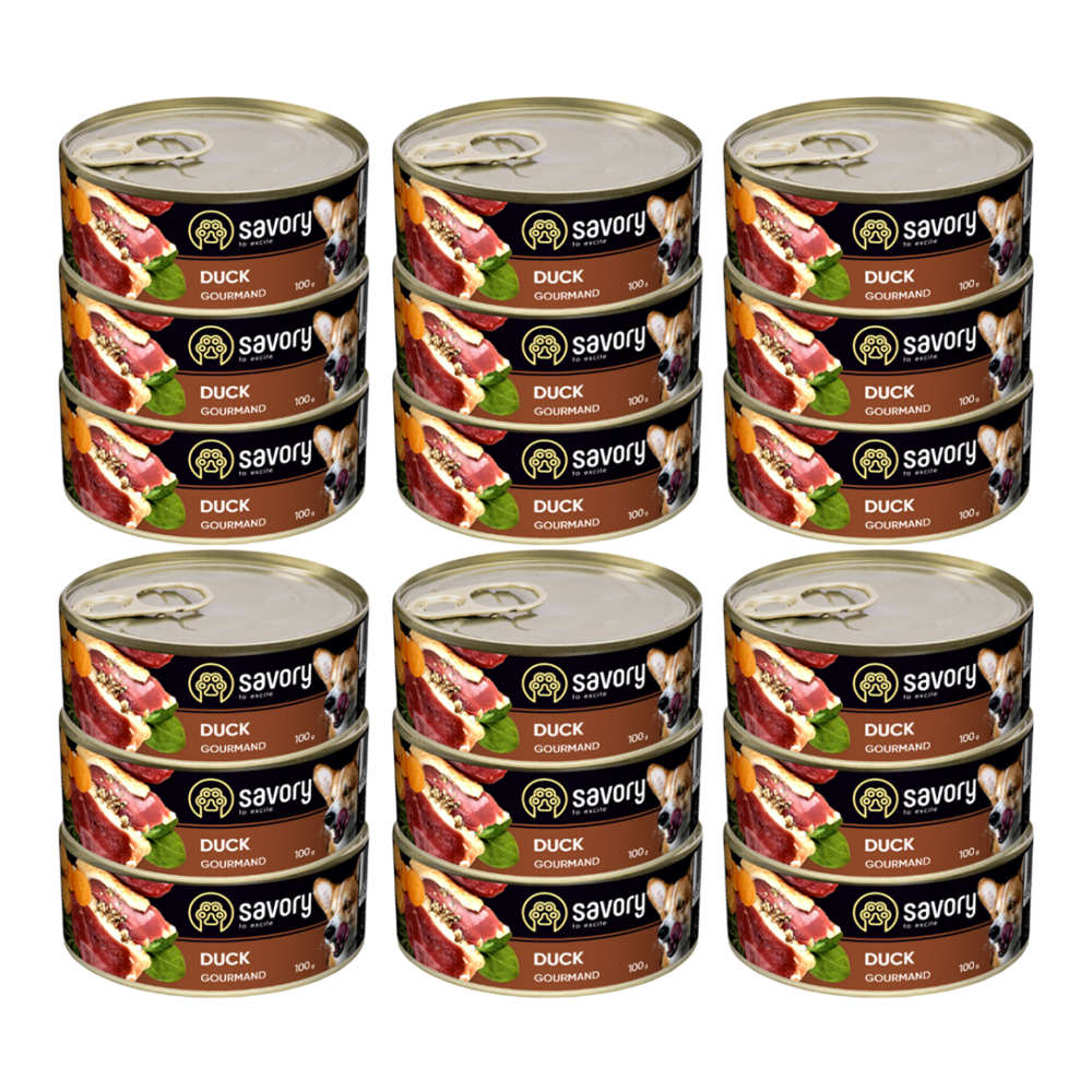 SAVORY KARMA MOKRA Z KACZKĄ DLA WYBREDNYCH PSÓW WSZYSTKICH RAS 18x100 G SAVORY KARMA MOKRA Z KACZKĄ DLA WYBREDNYCH PSÓW WSZYSTKICH RAS 18x100 G