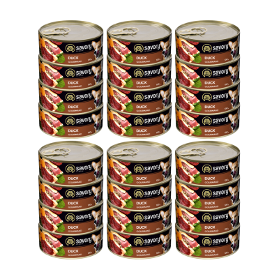 SAVORY KARMA MOKRA Z KACZKĄ DLA WYBREDNYCH PSÓW WSZYSTKICH RAS 24x100 G