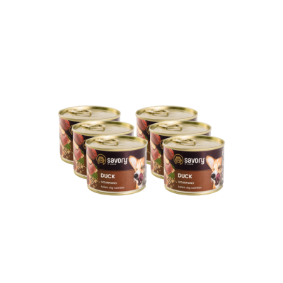 SAVORY KARMA MOKRA Z KACZKĄ DLA WYBREDNYCH PSÓW WSZYSTKICH RAS 6x200 G