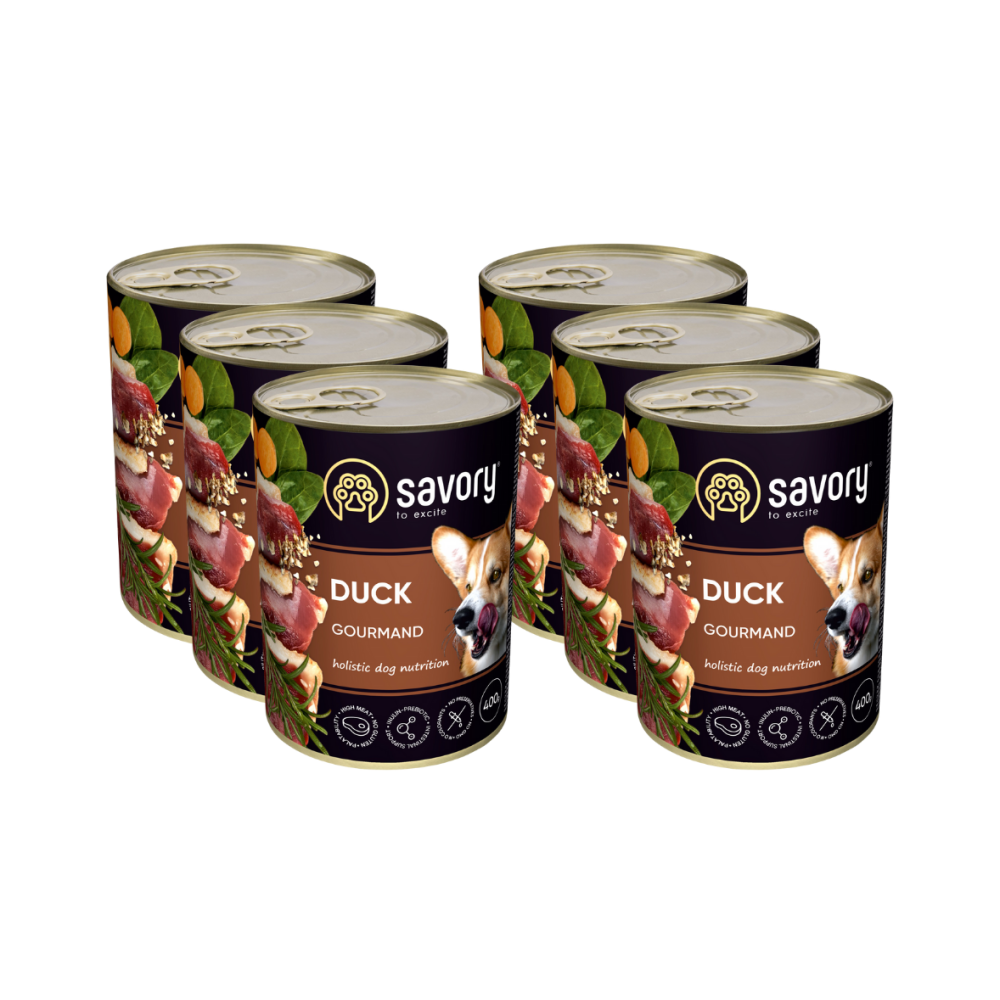 SAVORY KARMA MOKRA Z KACZKĄ DLA WYBREDNYCH PSÓW WSZYSTKICH RAS 6x400 G SAVORY KARMA MOKRA Z KACZKĄ DLA WYBREDNYCH PSÓW WSZYSTKICH RAS 6x400 G