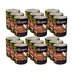 SAVORY KARMA MOKRA Z KACZKĄ DLA WYBREDNYCH PSÓW WSZYSTKICH RAS 18x400 G