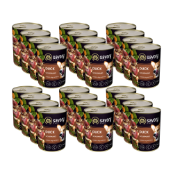 SAVORY KARMA MOKRA Z KACZKĄ DLA WYBREDNYCH PSÓW WSZYSTKICH RAS 24x400 G