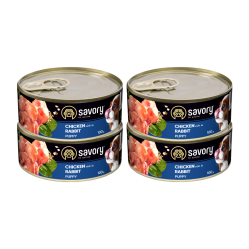 SAVORY PASZTET DLA SZCZENIĄT WSZYSTKICH RAS, OD 3 MIESIĄCA ŻYCIA KURCZAK I KRÓLIK 4x100G