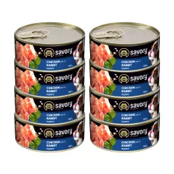 SAVORY PASZTET DLA SZCZENIĄT WSZYSTKICH RAS, OD 3 MIESIĄCA ŻYCIA KURCZAK I KRÓLIK 8x100G