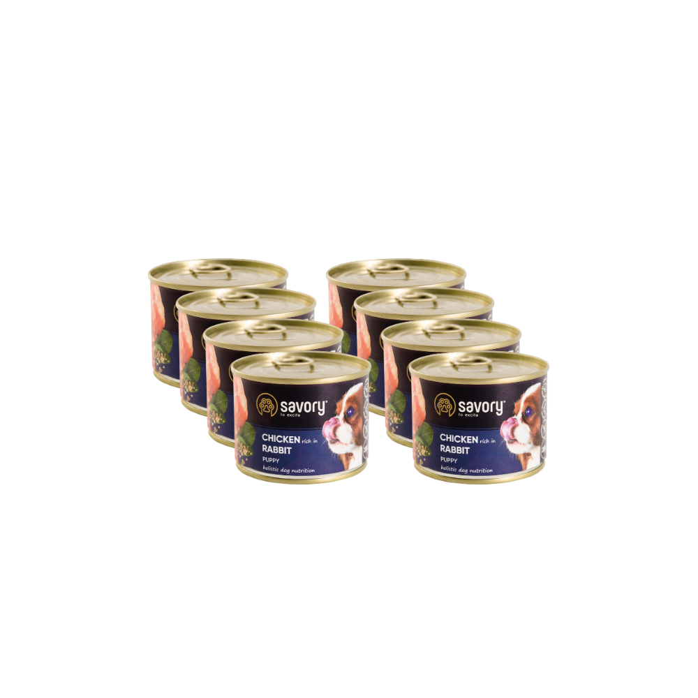 SAVORY KARMA MOKRA Z KURCZAKIEM I KRÓLIKIEM DLA SZCZENIĄT WSZYSTKICH RAS OD 3 MIESIĄCA ŻYCIA 8x200 G SAVORY KARMA MOKRA Z KURCZAKIEM I KRÓLIKIEM DLA SZCZENIĄT WSZYSTKICH RAS OD 3 MIESIĄCA ŻYCIA 8x200 G