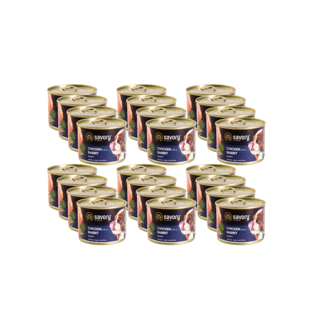 SAVORY KARMA MOKRA Z KURCZAKIEM I KRÓLIKIEM DLA SZCZENIĄT WSZYSTKICH RAS OD 3 MIESIĄCA ŻYCIA 24x200 G SAVORY KARMA MOKRA Z KURCZAKIEM I KRÓLIKIEM DLA SZCZENIĄT WSZYSTKICH RAS OD 3 MIESIĄCA ŻYCIA 24x200 G