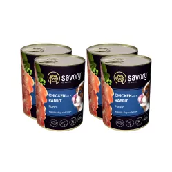SAVORY KARMA MOKRA Z KURCZAKIEM I KRÓLIKIEM DLA SZCZENIĄT WSZYSTKICH RAS OD 3 MIESIĄCA ŻYCIA 4x400 G